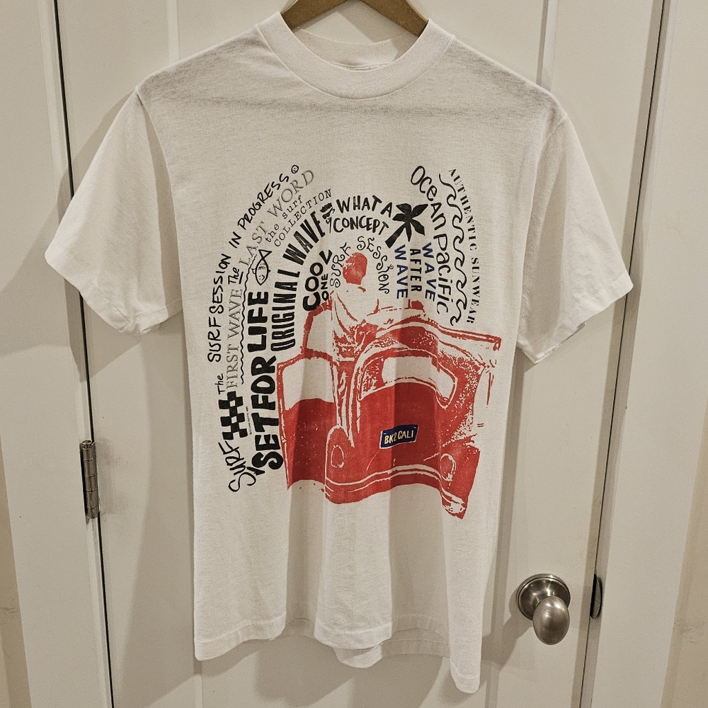 Vintage 1989 Ocean Pacific OP Back To California Surfing T-Shirt - Size Small